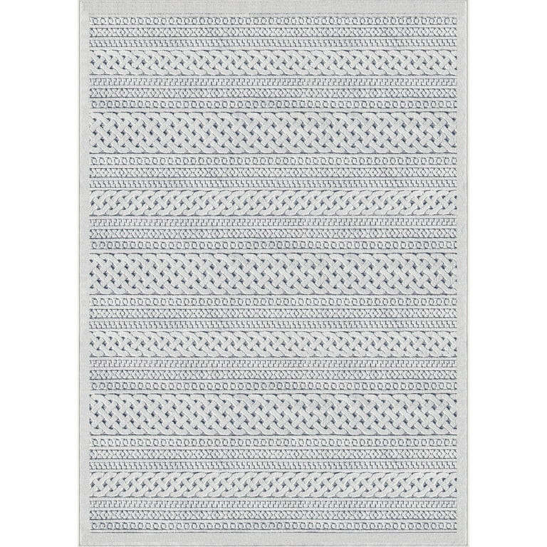 My Texas House Jessie 5'2" X 7'6" Natural Gray Geometric Outdoor Rug | Walmart (US)