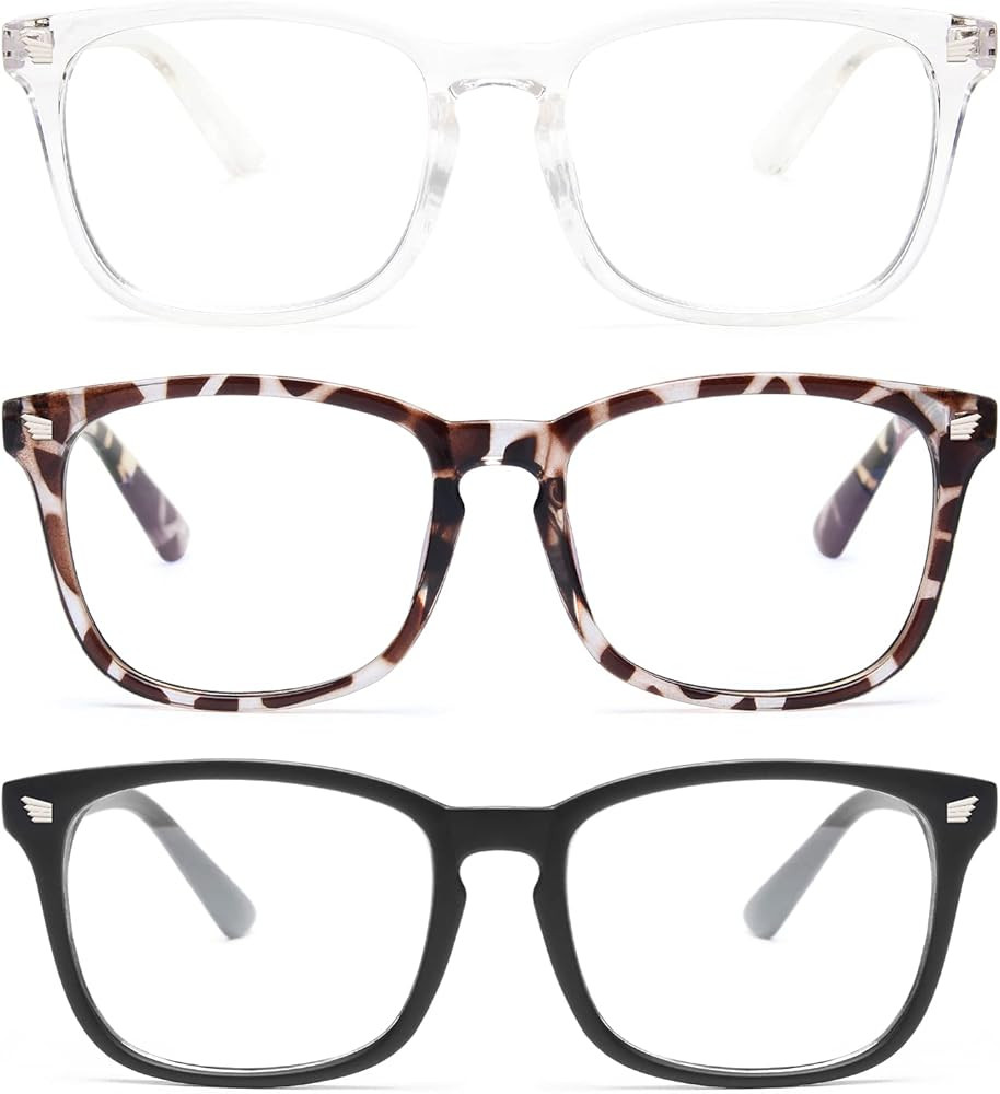 Gaoye 3-Pack Blue Light Blocking Glasses, Fashion Square Fake Nerd Eyewear Anti UV Ray Computer G... | Amazon (US)