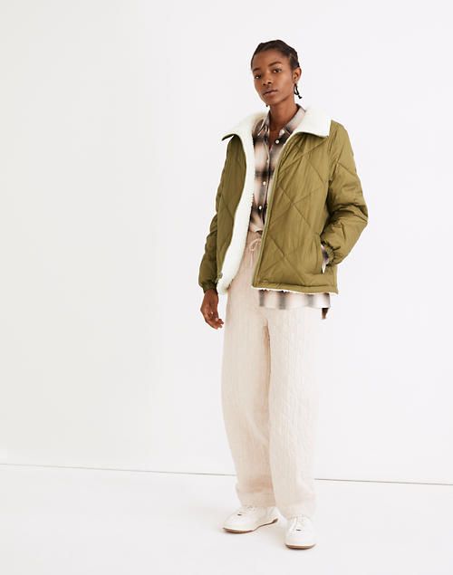 Reversible Sherpa Puffer Jacket in Colorblock | Madewell