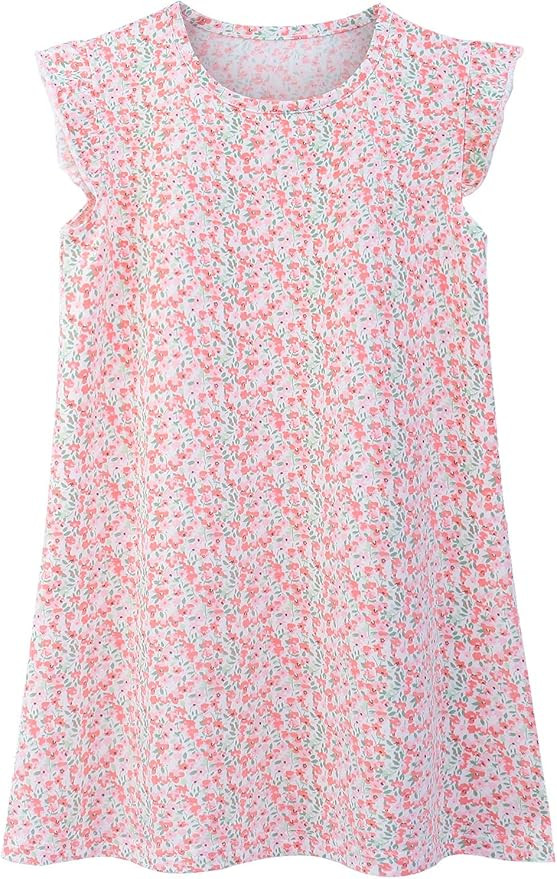 Auranso Girls Princess Dress Cotton Cartoon Print Flutter Sleeve Skirt Dresses | Amazon (US)