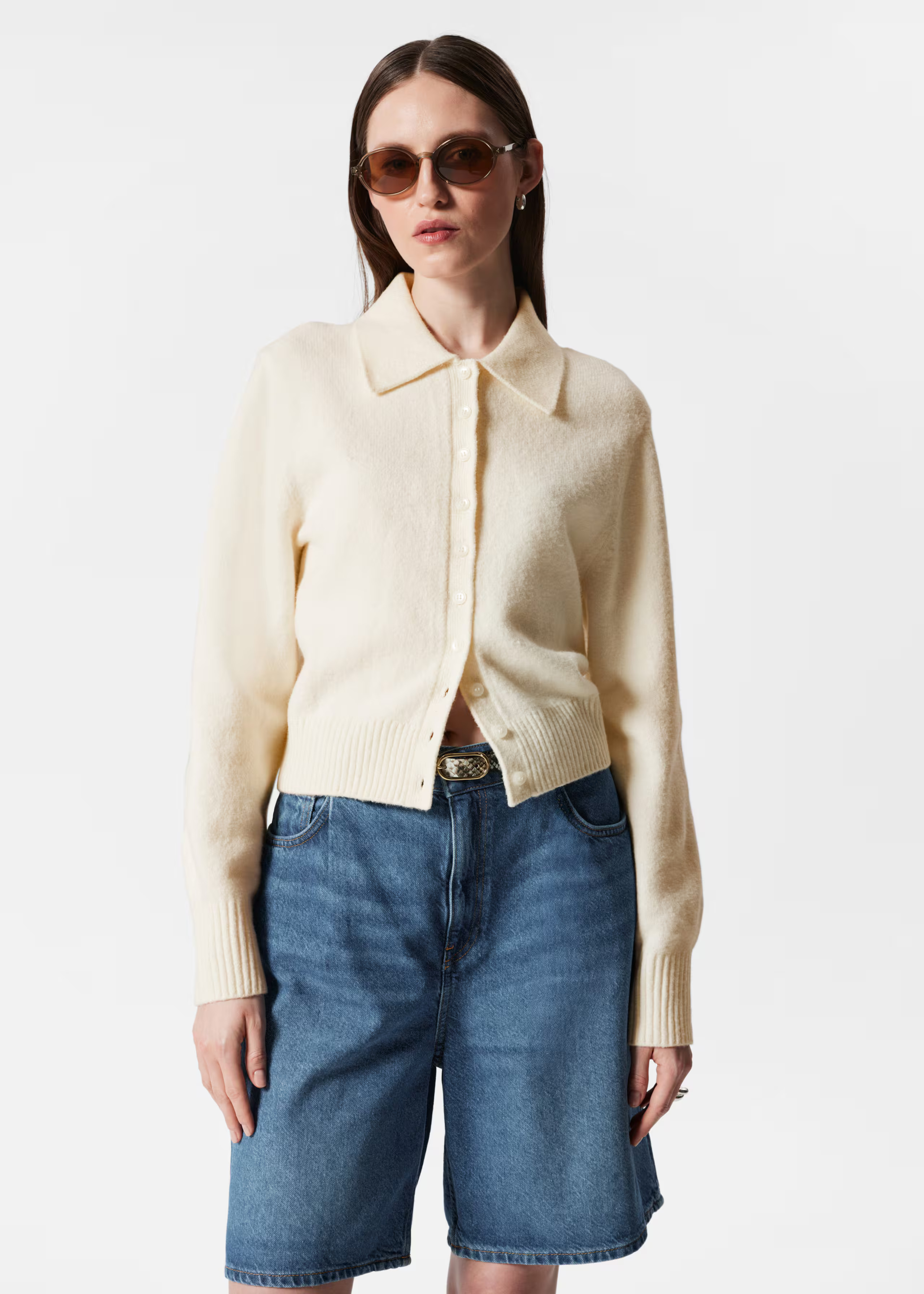 Knitted Collar Cardigan - White - & Other Stories GB | & Other Stories UK