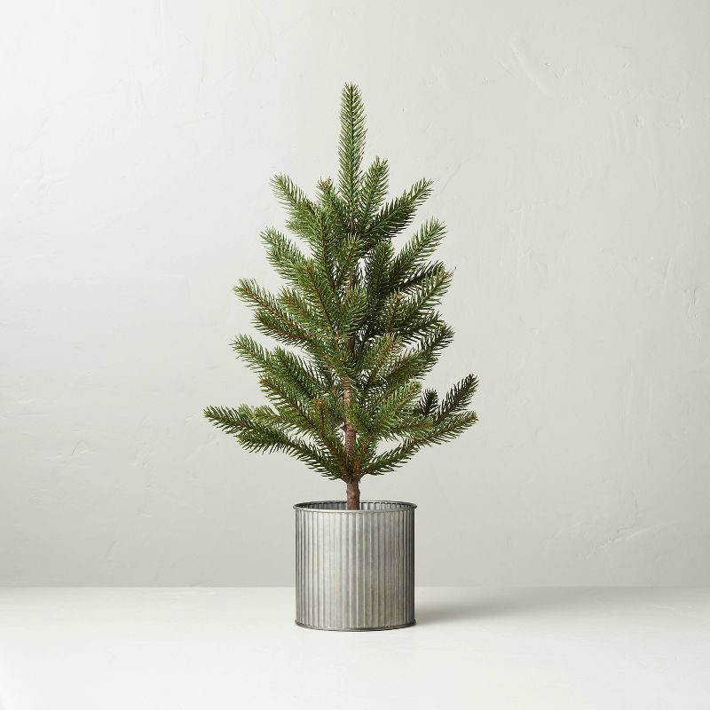 Faux Pine Tree in Galvanized Metal Pot - Hearth & Hand™ with Magnolia | Target