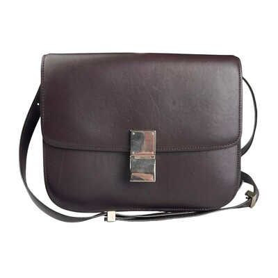 Celine Céline Classic Box shoulder bag in burgundy leather Collector Square | eBay UK