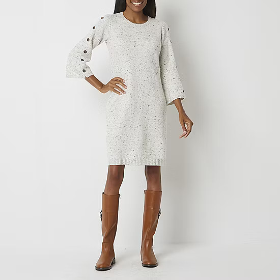 new!Studio 1 3/4 Sleeve Sweater Dress | JCPenney