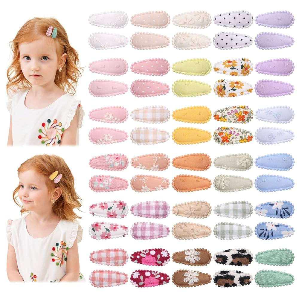 60 PCS Snap Flower Pattern Hair Clips for Fine Hair - 1.5 Wrapped Mini Barrettes and Hair Accesso... | Amazon (US)