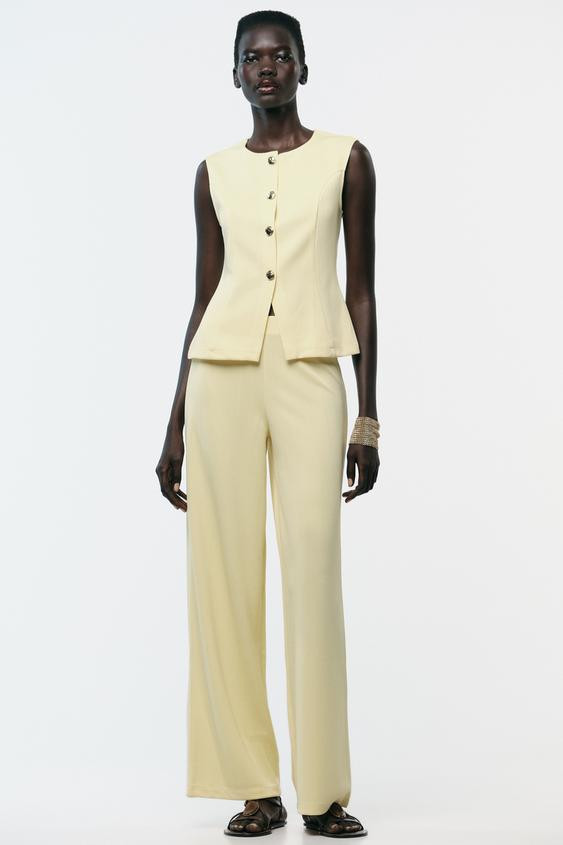 TWILL WIDE LEG PANTS | Zara US