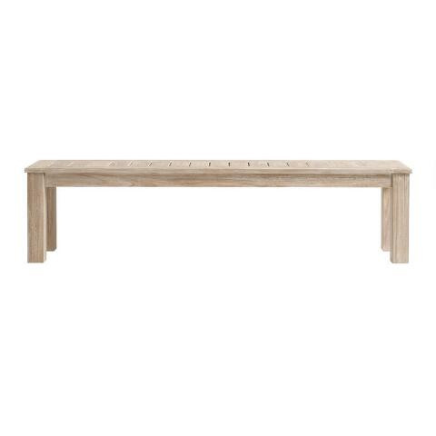 Whitewash Eucalyptus Sevilla Outdoor Dining Bench | World Market