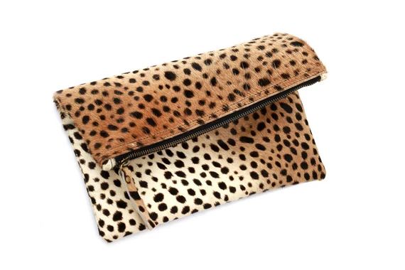 Leopard fold over clutch, Leopard Clutch, Leather leopard clutch, Lepoard clutch | Etsy (US)