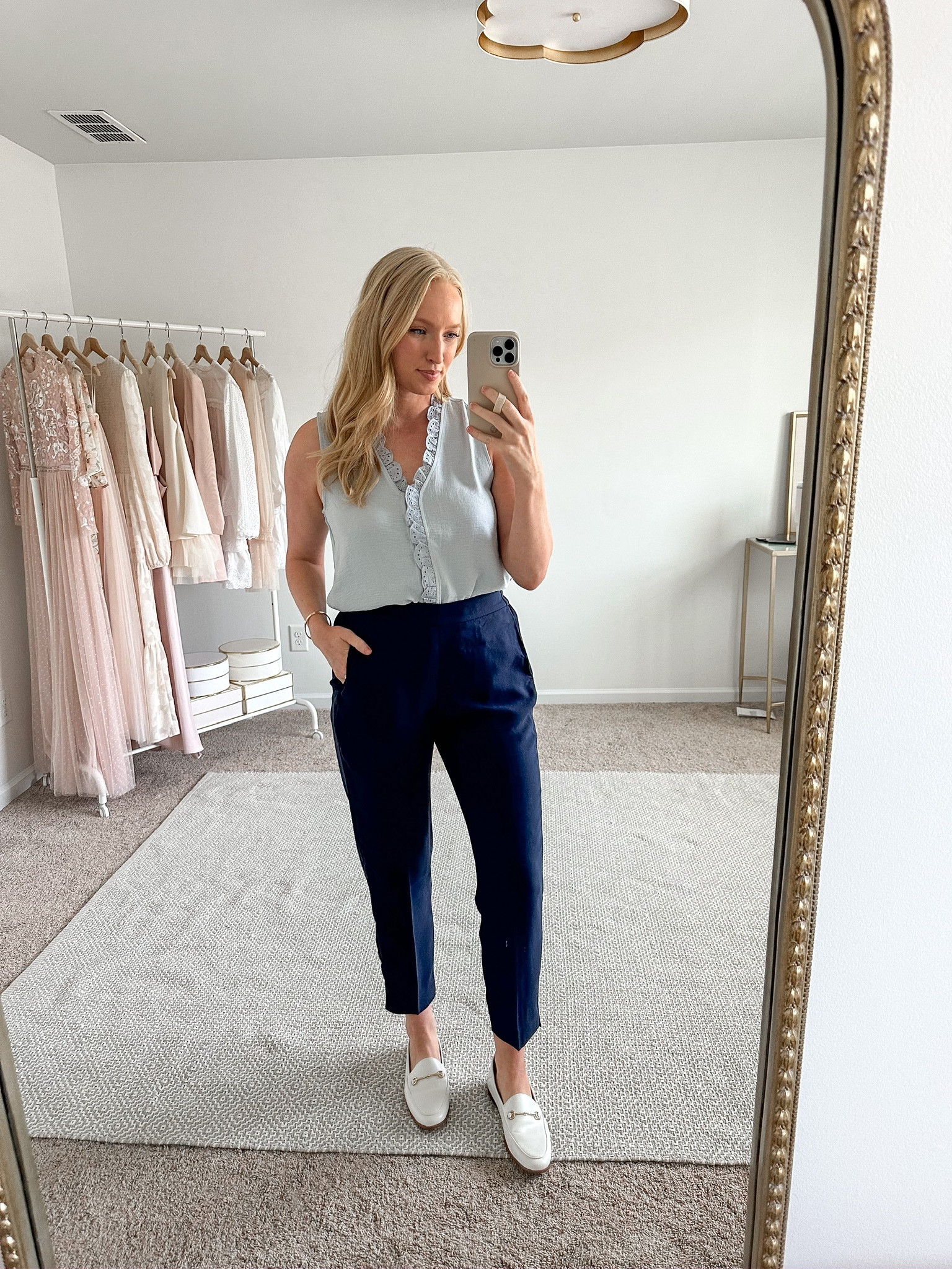 I'm loving this summer workwear look from J. Crew Factory. I love these navy pants and ruffle detail tank!

#LTKFind #LTKworkwear #LTKSeasonal