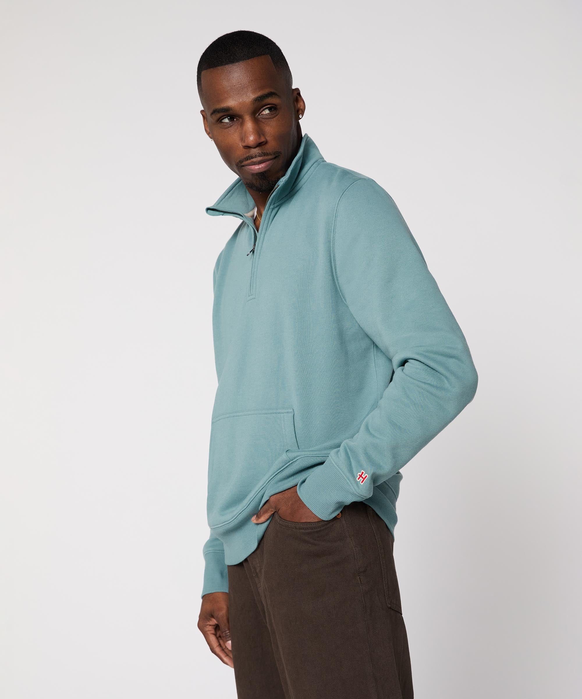 HOMAGE Go-To Quarter Zip Pullover | Fleece Quarter Zip Pullover | Vintage Blue | Homage