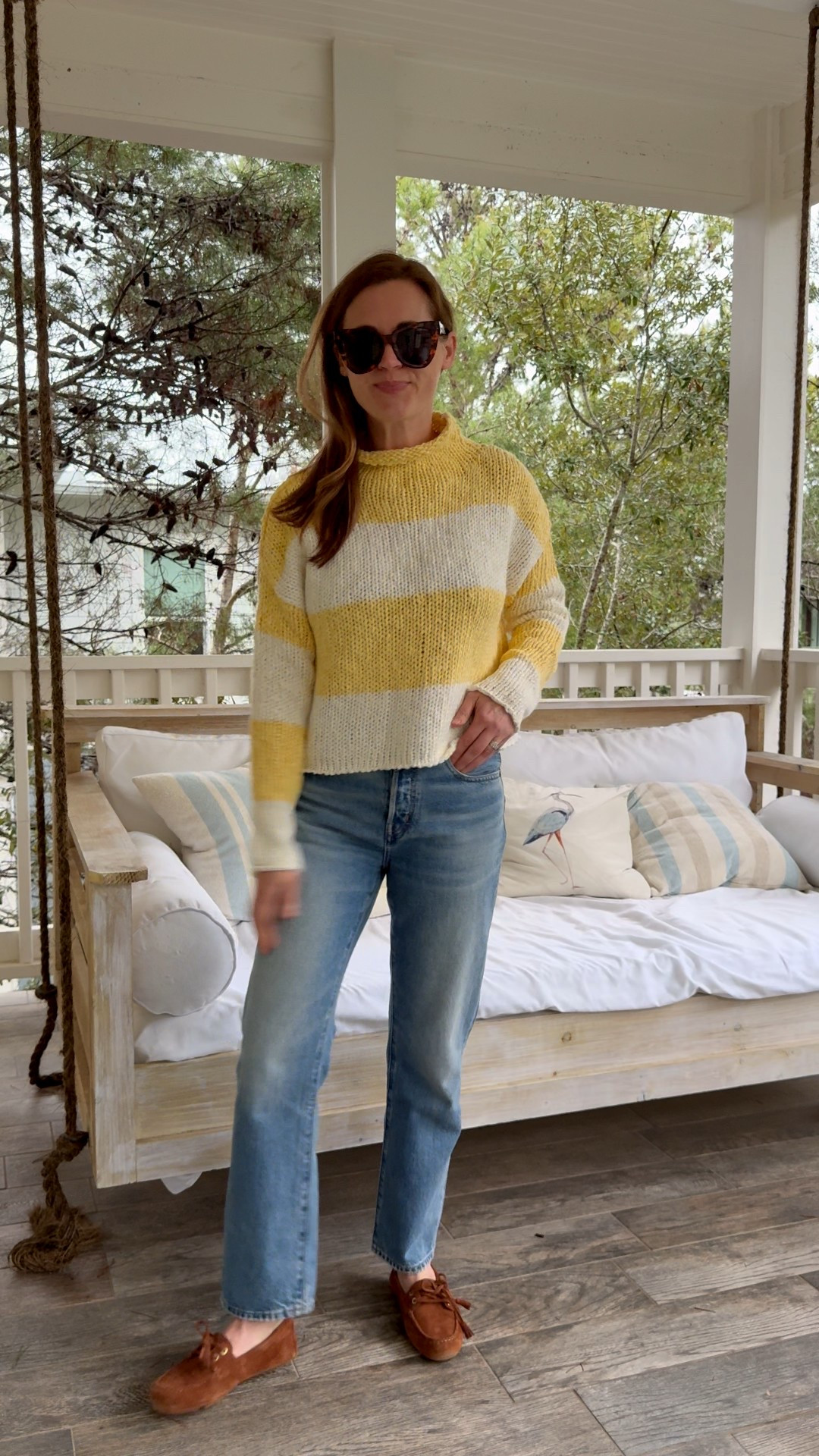 Sweater size small
Jeans size 25 petite for length 
Shoes run a little small, I went up a half size 

@jcrew 
@Madewell 

#LTKootd #LTKdayinmylife #LTKgrwm