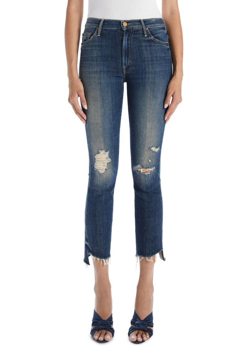 The Insider Distressed High Waist Crop Step Fray Hem Bootcut Jeans | Nordstrom