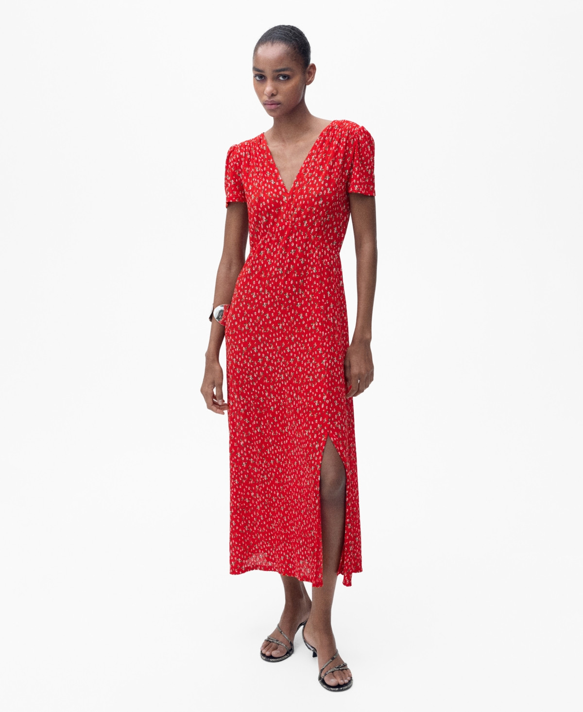 Mango Women's Midi Floral Dress - Red | Macy's