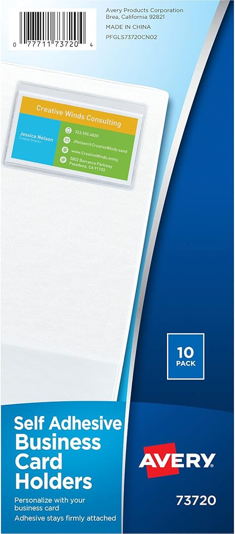 Avery Clear Self-Adhesive Business Card Holders, Top Load, Holds 3.5" x 2" Cards, Pack of 10 (737... | Amazon (US)