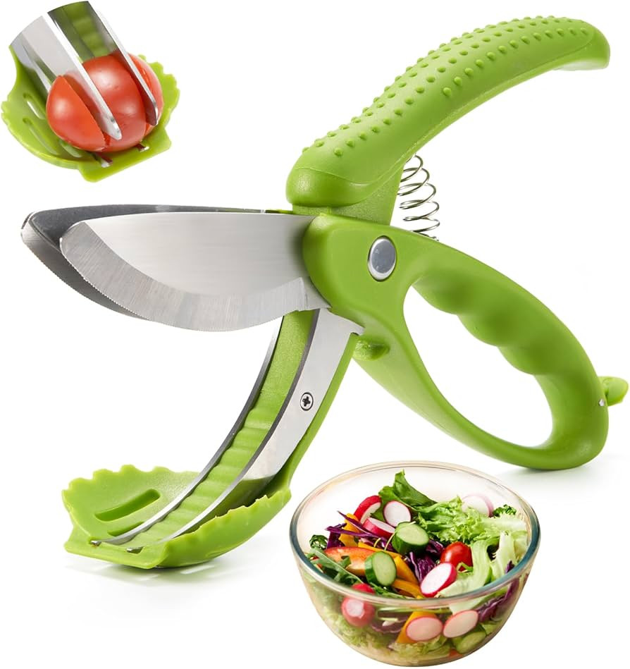 Salad Scissors with Double Blades, Lettuce Chopper for Chopped Salad, Green | Amazon (US)