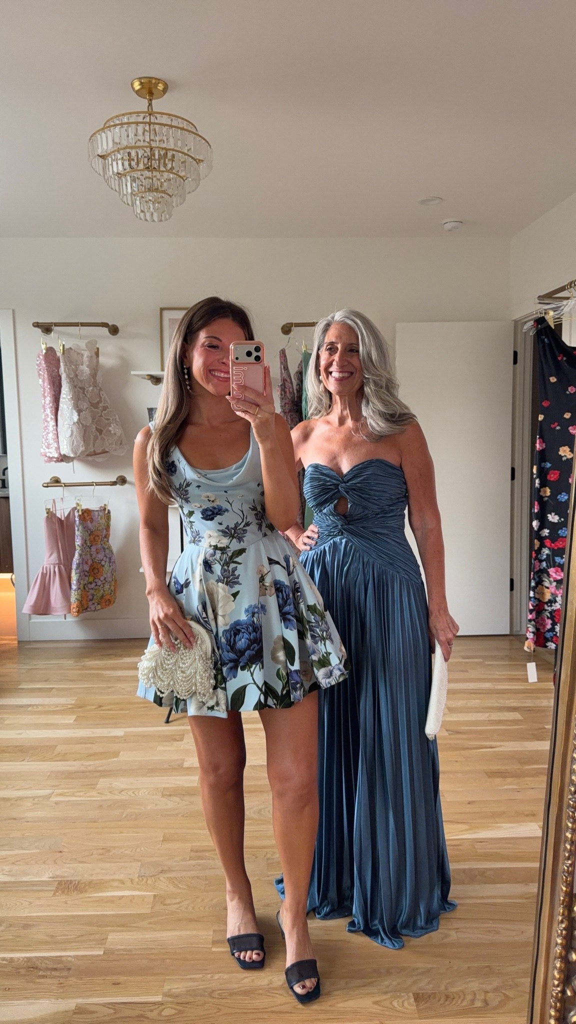 light blue floral  mini dress with a cowl neckline and full skirt, slate blue pleated satin strapless gown with a cutout waist mom and me formal wedding guest and mother of the bride dresses 💍

lulus: emerson20 (first purchase only) 

I’m 5’4” and wearing my usual small/2 in most

mom is 5’4” and wears a medium/6

summer wedding guest dresses, wedding guest dresses, cocktail dresses, semi-formal dresses, black tie wedding guest dresses, destination wedding guest dresses, garden party dresses, wedding guest outfit ideas, mom & me outfits, mom & me dresses, matching outfits, mother daughter outfits, family photo outfits, wedding guest dresses, mother of the bride, mother of the groom, wedding guest outfit ideas

#LTKSeasonal #LTKWedding #LTKootd