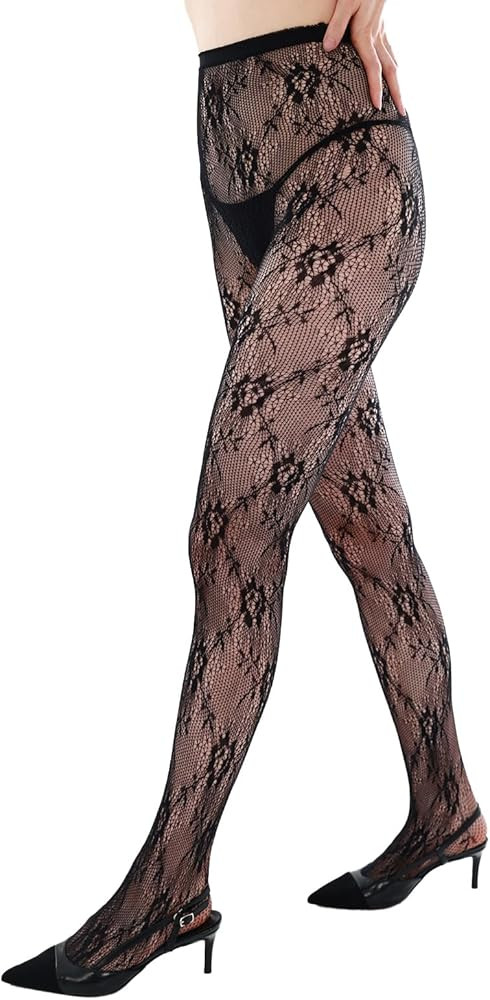 Patterned Fishnet Tights Pantyhose with Pattern Designs Fishnet Stockings for Women | Amazon (US)