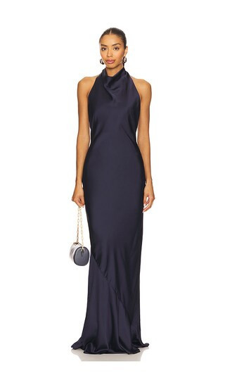 Nookie Penelope Halter Gown in Navy. - size L | Revolve Clothing (Global)