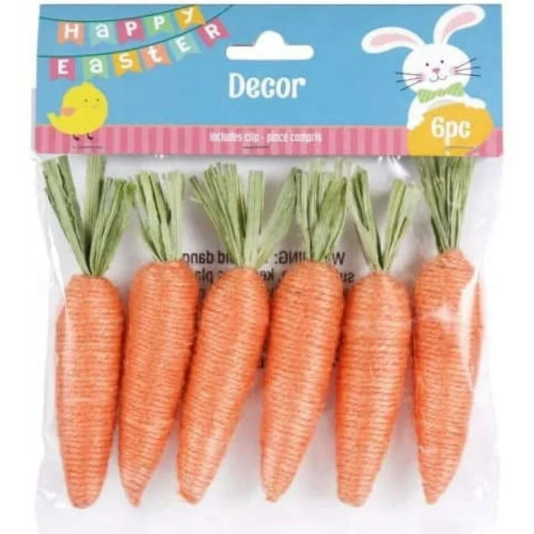 Jute Carrot Easter Decor, 6-ct. Packs, Easter Party Decoration, Artificial Carrots for Bunny, Cen... | Walmart (US)