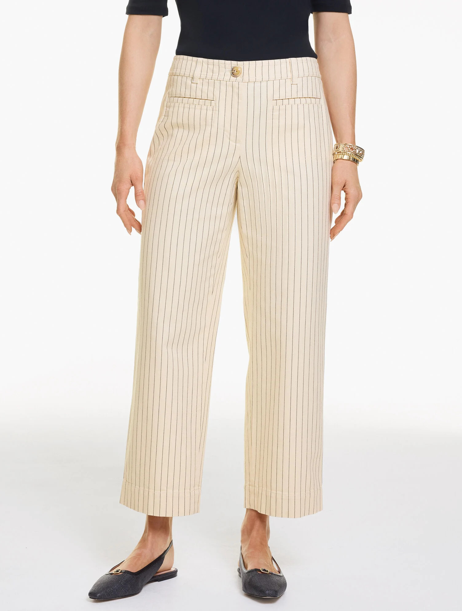 Straight Crop Pants - Herringbone Stripe | Talbots