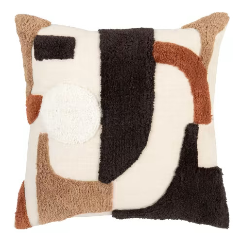 Housse de coussin en coton marron, beige et noir 40x40 | Maisons du Monde | Maisons du Monde FR