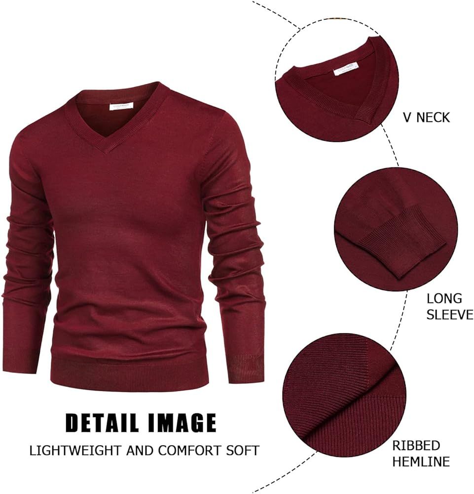 COOFANDY Men V Neck Dress Sweater Long Sleeve Slim Fit Fashion Pullover Sweaters | Amazon (US)