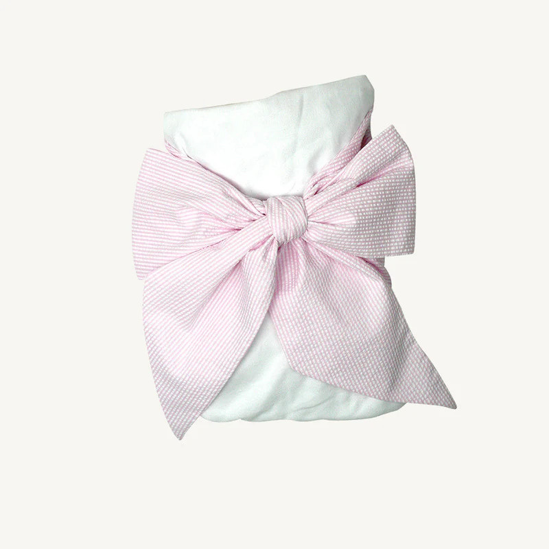 Bow Swaddle \u00ae - Pink Savannah Seersucker | The Beaufort Bonnet Company