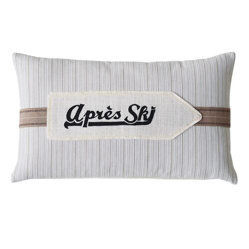 Bryce Apres Ski Pillow - Fawn Stripe/White - Handcrafted | Cushion, Bolster - Ivory | One Kings Lane