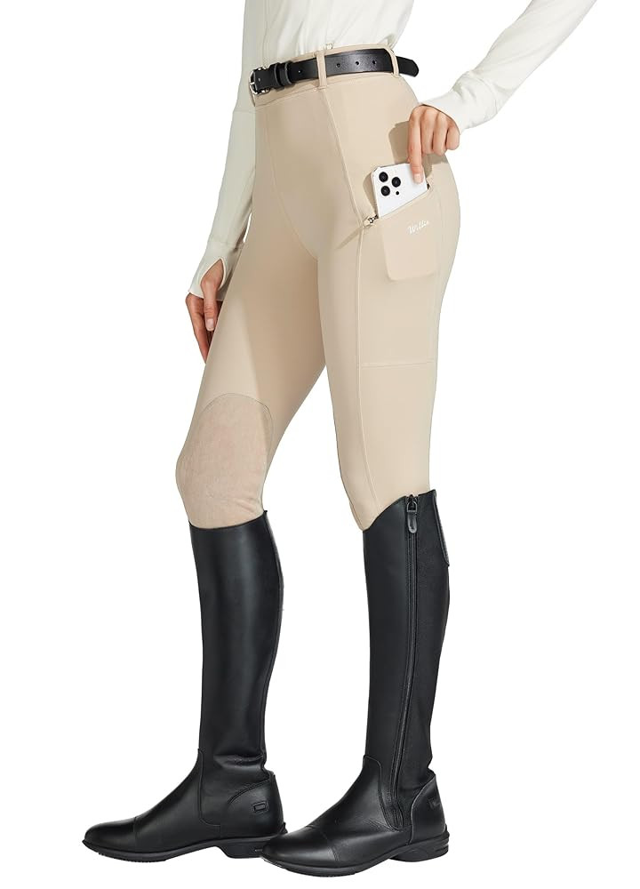 Willit Women's Horse Riding Pants Knee-Patch Equestrian Breeches Horseback Schooling Tights Zippe... | Amazon (US)