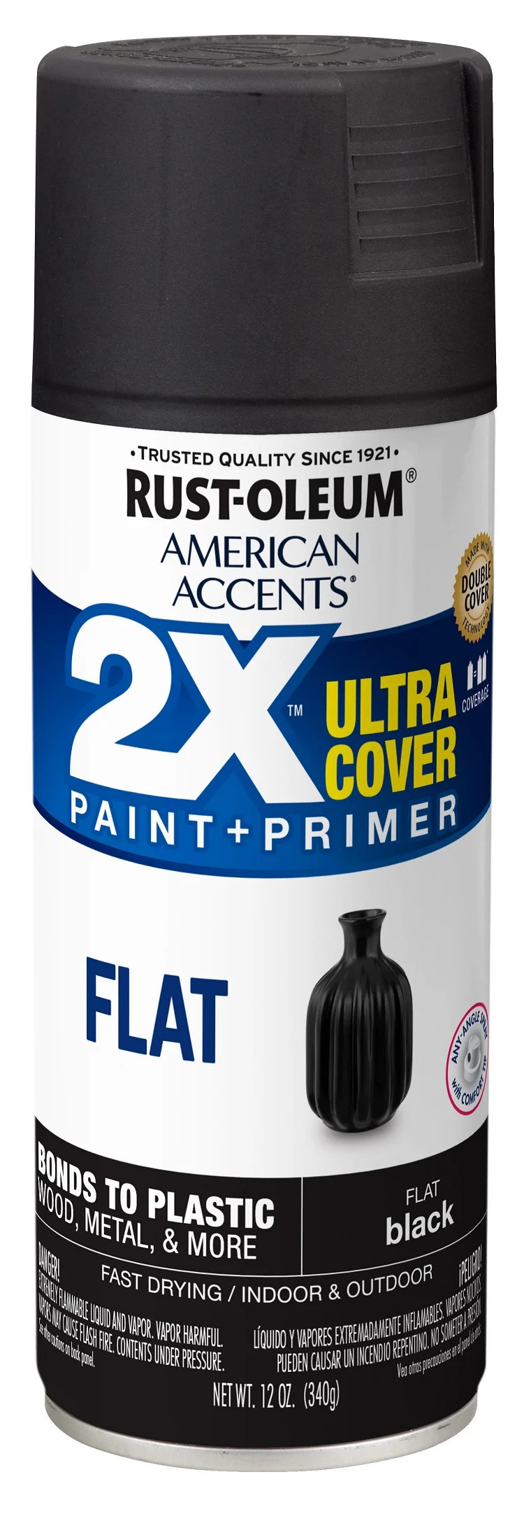 Black, Rust-Oleum American Accents 2X Ultra Cover Flat Spray Paint- 12 oz | Walmart (US)