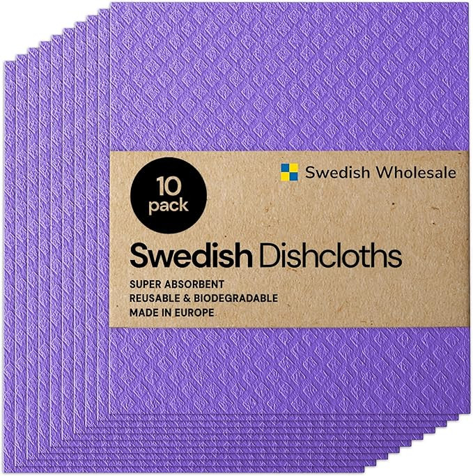 Swedish Wholesale Swedish Dish Cloths - 10 Pack Reusable, Absorbent Hand Towels for Kitchen, Coun... | Amazon (US)