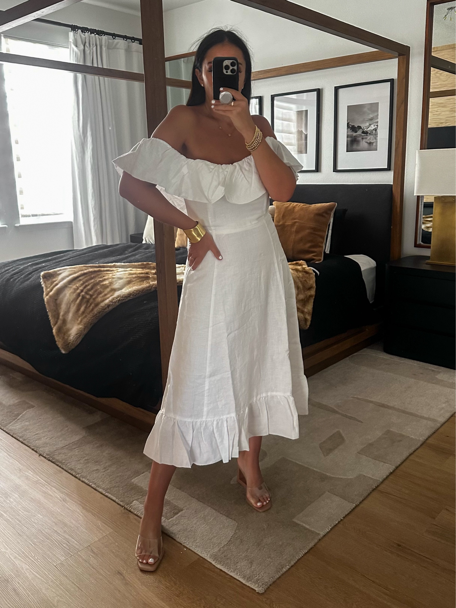 Aritzia Marmion Linen Dress wearing size 6. Women's Susana Wedge Heels - A New Day™ Clear
