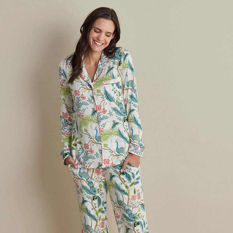 TENCEL™ Modal Jersey Knit Women's Pajama Set - Peacock, L | The Company Store