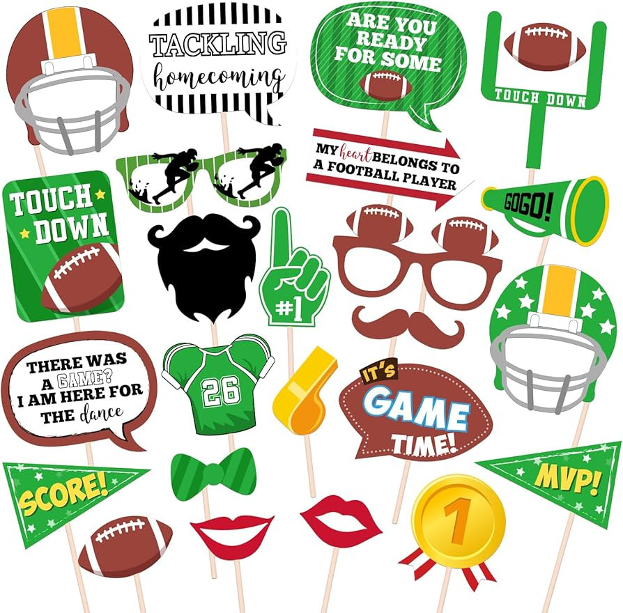 Maicaiffe Football Birthday Photo Booth Props - 24 Pcs Sport Baby Shower Selfie Props Favors Supp... | Amazon (US)