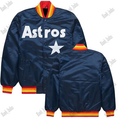 Vintage Houston Astros Jacket Men's Navy Blue L MLB Baseball Satin Bomber 80s | eBay US