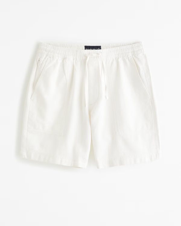 Relaxed Linen-Blend Pull-On Short | Abercrombie & Fitch (US)