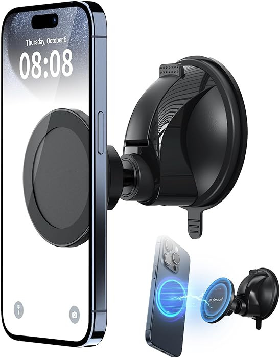 PROfezzion Magnetic Shower Mirror Phone Holder Reusable Suction Cup Phone Mount Compatible with i... | Amazon (US)