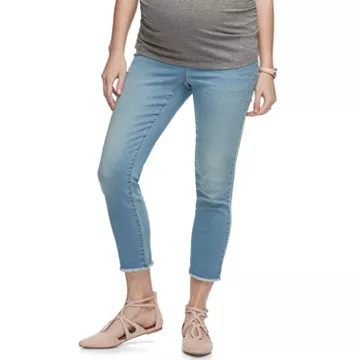 Maternity a:glow Full Belly Panel Fray Hem Capri Jeggings | Kohl's