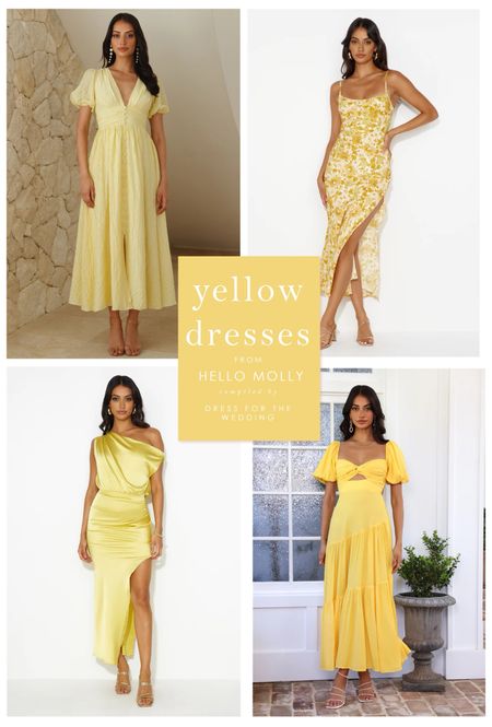 Yellow dresses from Hello Molly 🍋 wedding guest dresses // cute dresses under 100 // bridal shower dress // Easter dress // beach wedding guest dress // vacation dress // honeymoon dress // resort dress // bridesmaid dresses // new spring dresses // long sleeve maxi dress // satin midi dress // floral dresses // spring dress // semi formal dress // cocktail dress 

#LTKwedding #LTKSeasonal #LTKfindsunder100