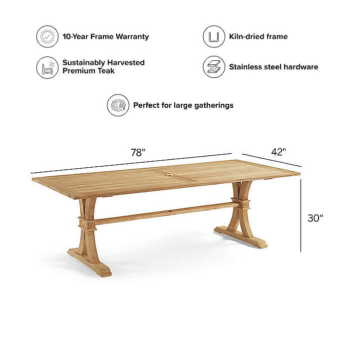 Teak Rectangular Farmhouse Dining Table | Frontgate | Frontgate