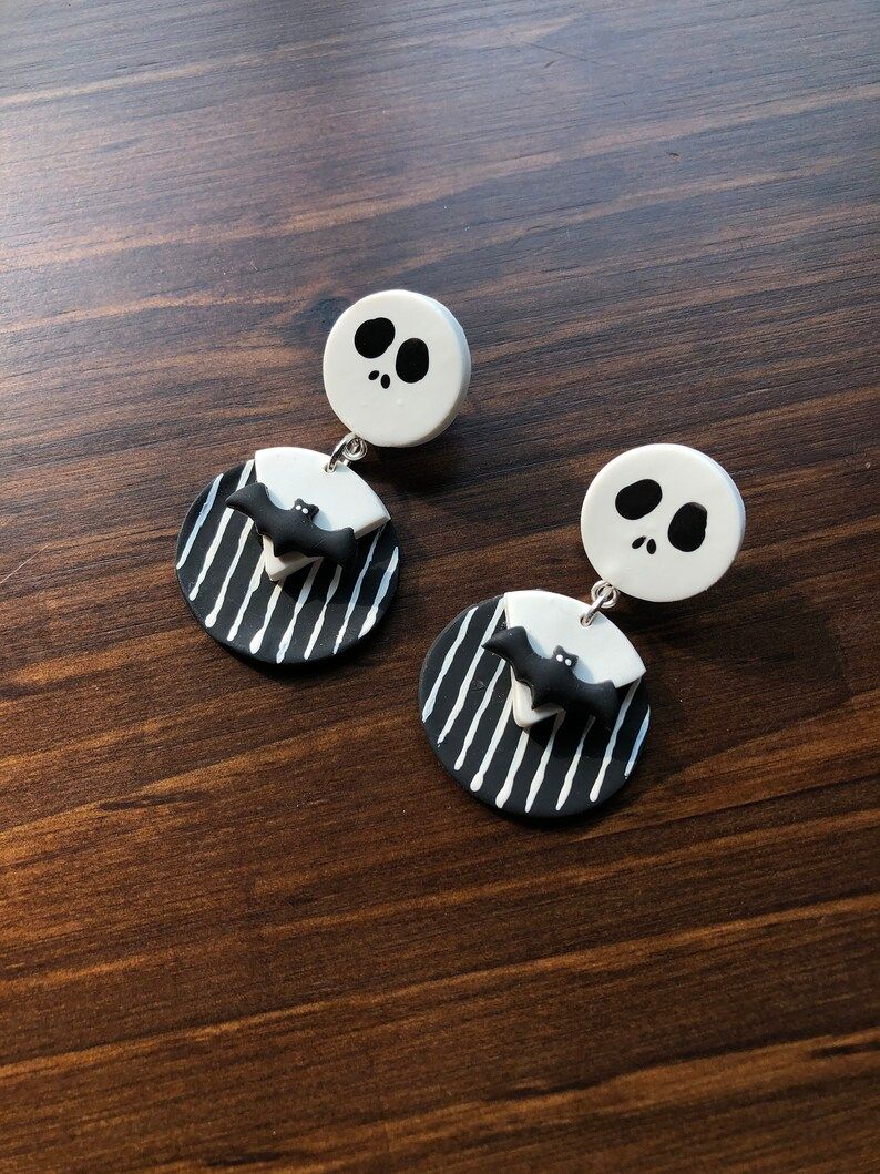 Handmade Polymer Clay Jack Skellington Dangle Earrings | Etsy (US)