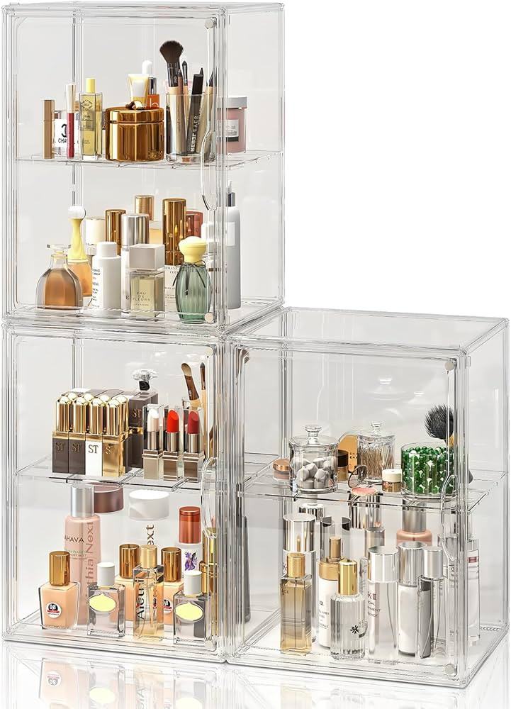 MSHOMELY Makeup Storage Organzier 3 Packs Arcylic Cosmetic Display Case, Perfume Organzier with D... | Amazon (US)