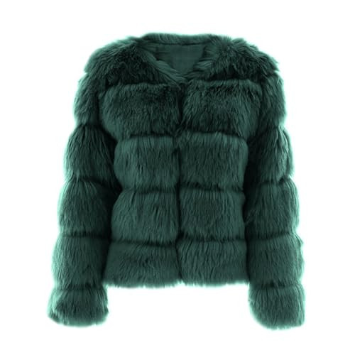 ZhuiKun Damen Kunstpelz Mantel Kurzer Faux Pelz Winterjacke Kunstfell Oberbekleidung Einfarbig Dicker Parka Wintermantel - Stil 20, XXL | Amazon (DE)
