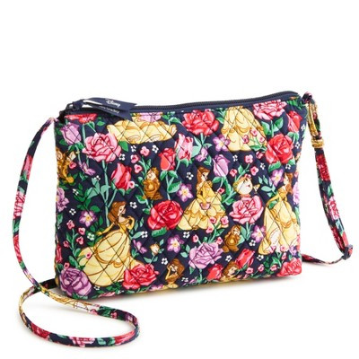 Vera Bradley Women's Disney Princesses Cotton Large Hipster Crossbody Bag Belle Rose Meadow | Target