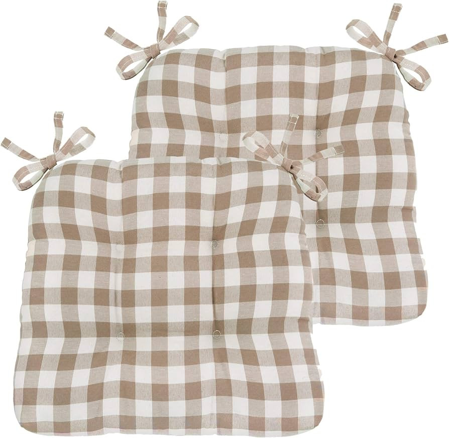 GoodGram Gingham Plaid Buffalo Checkered Premium Plush Country Farmhouse Chair Cushion Pads with ... | Amazon (US)