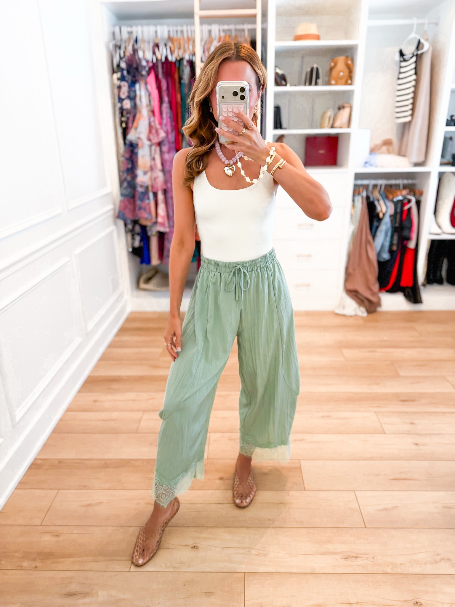 My Amazon outfit of the day! Love this lace trim crop pants in XS, could size down if in-between. Stretchy and elastic waist and super comfortable! Summer outfit. Seamless bodysuit in XS. Jelly ballet flats run a smidge big & are whole sizes only. I’m a 6.5 and sized down to a 6 per reviews. Mom outfit. School drop off outfit.

#LTKootd #LTKgrwm #LTKPetite