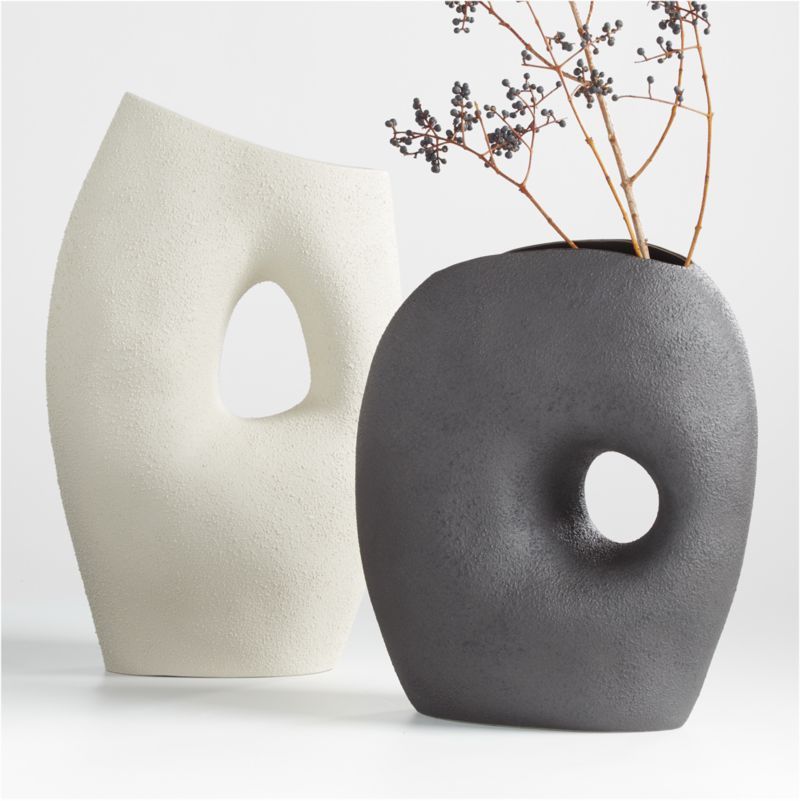 Clyborne Textured Ceramic Vases | Crate & Barrel | Crate & Barrel