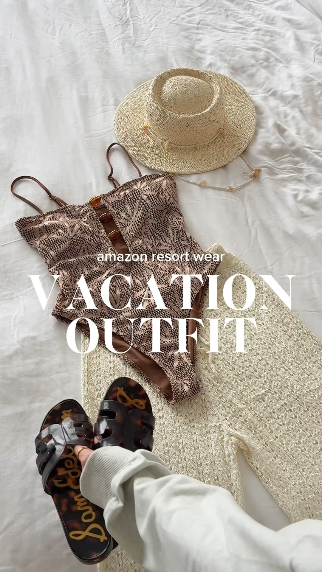 Resort wear vacation outfit - brown one piece swimsuit from @amazon @amazonfashion 

#LTKTravel #LTKSeasonal #LTKFindsUnder50