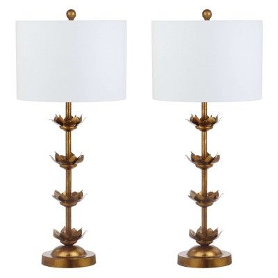 Lani Table Lamp Antique Gold 14"x14" (Set of 2) (Includes Energy Efficient Light Bulb) - Safavieh | Target