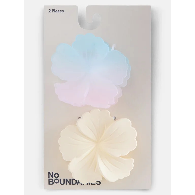 No Boundaries Women's Flower Claw Clip Set, One Size, 2 Pack, Purple Multi | Walmart (US)
